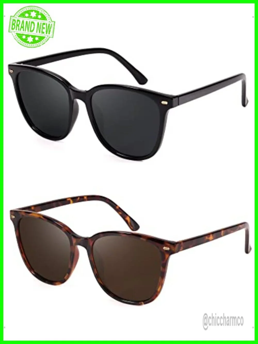 Polarized UV400 Protection Cat Eye Sunglasses for Women Pack of 2 Trendy Shades